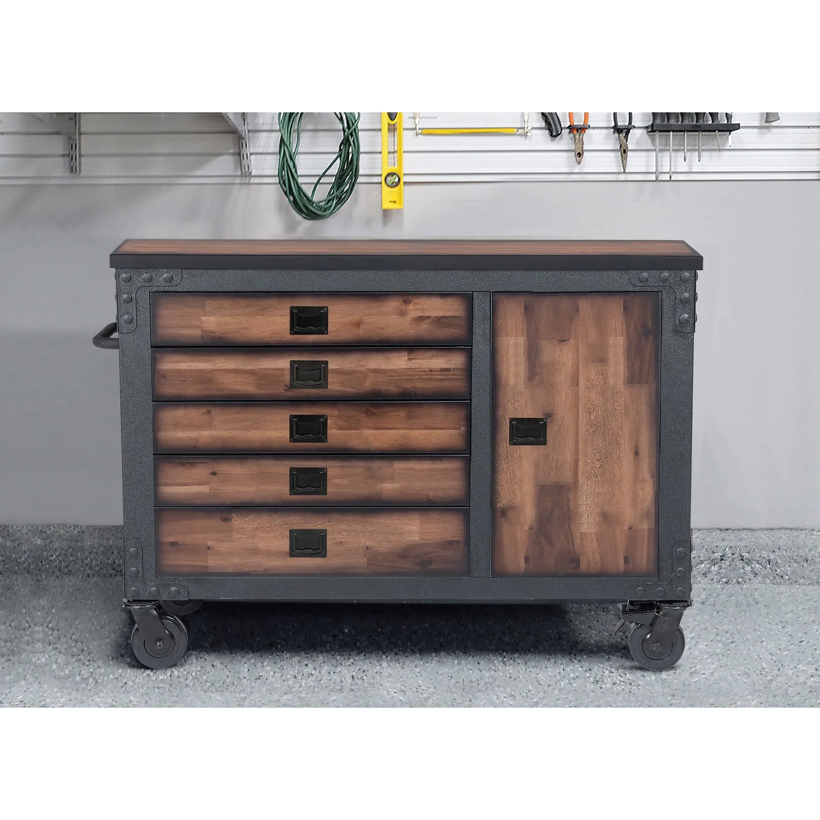 Duramax 48 in. 5-Drawers Rolling Tool Chest with Wood Top