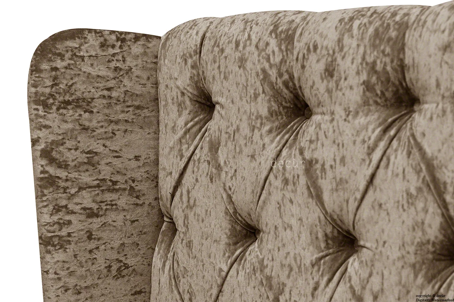 Elizabeth Winged Buttoned Crushed Velvet Bed - Chocolate