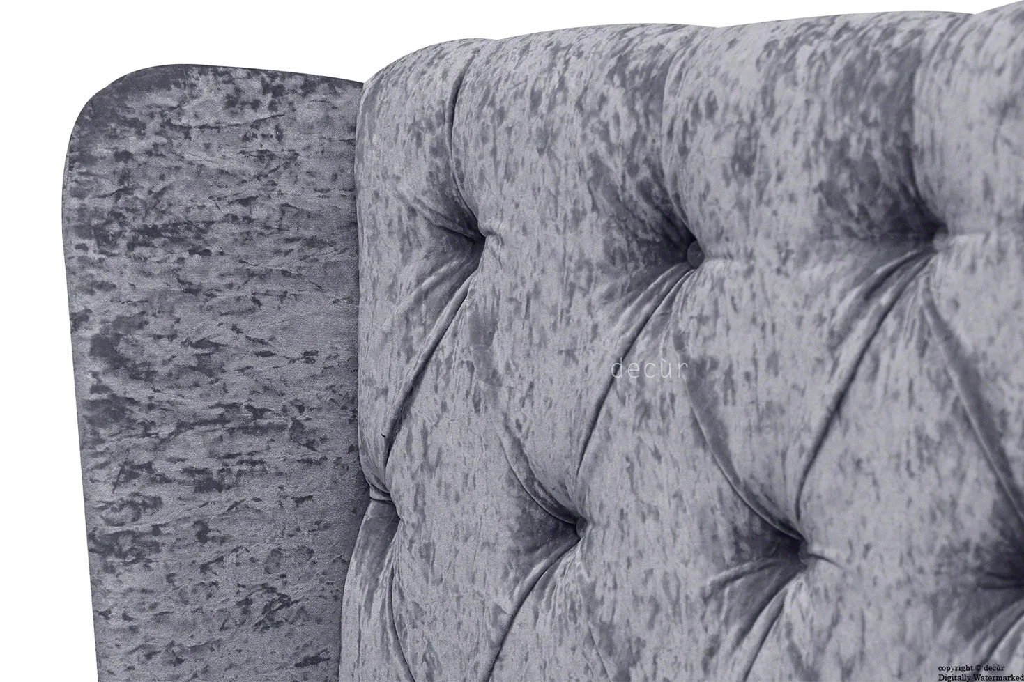 Elizabeth Winged Buttoned Crushed Velvet Bed - Dusk