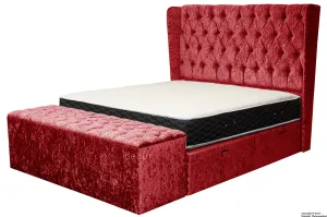 Elizabeth Winged Buttoned Crushed Velvet Bed - Postbox
