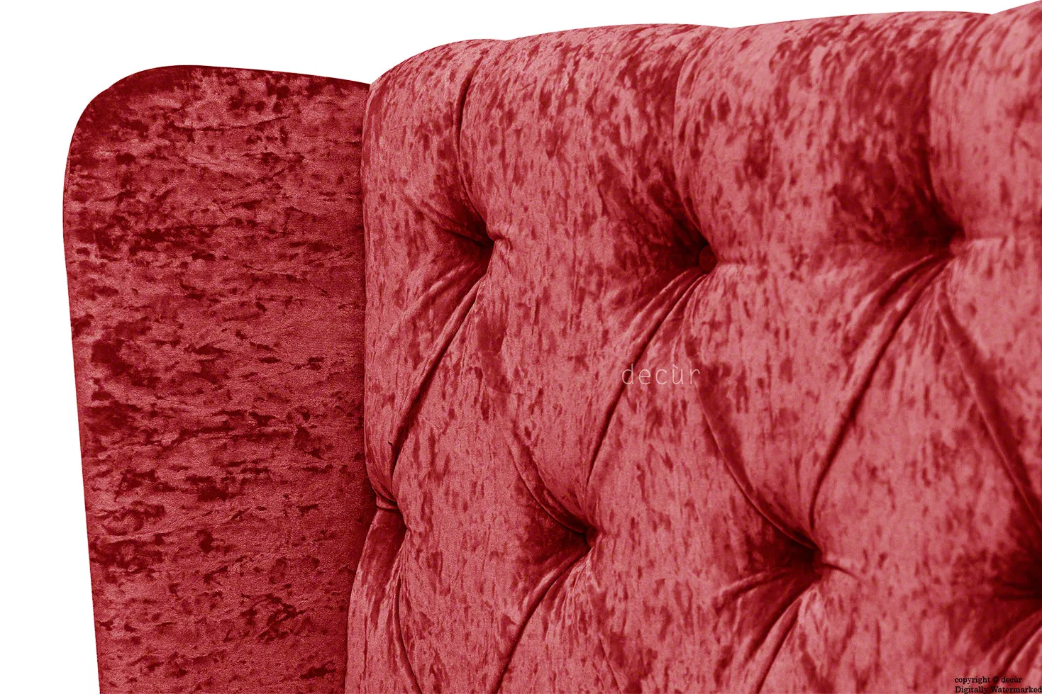 Elizabeth Winged Buttoned Crushed Velvet Bed - Postbox