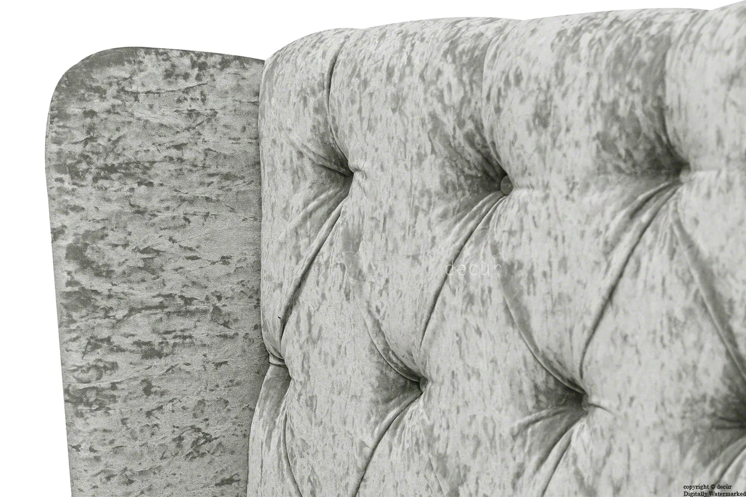 Elizabeth Winged Buttoned Crushed Velvet Bed - Sage