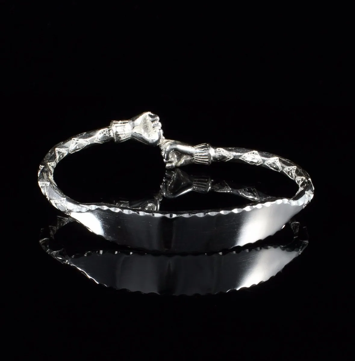 Engravable Extra Heavy Fist Bangle with Diamante Pattern