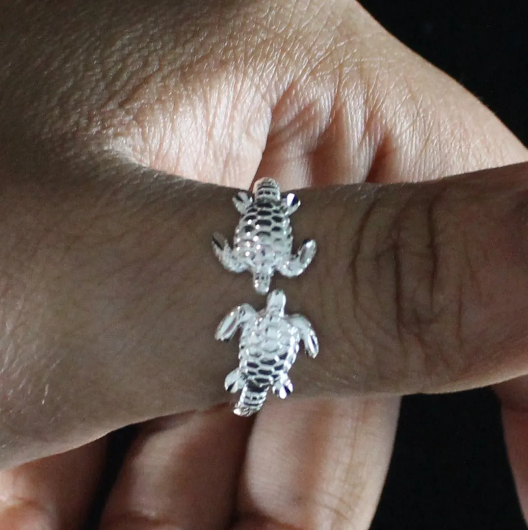 Extra Light Adjustable  Ring with Turtles