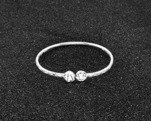 Extra Light Steel Pan Silver Bangle with Calypso Pattern