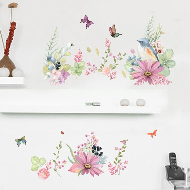 Flowers and Butterflies Wall Sticker