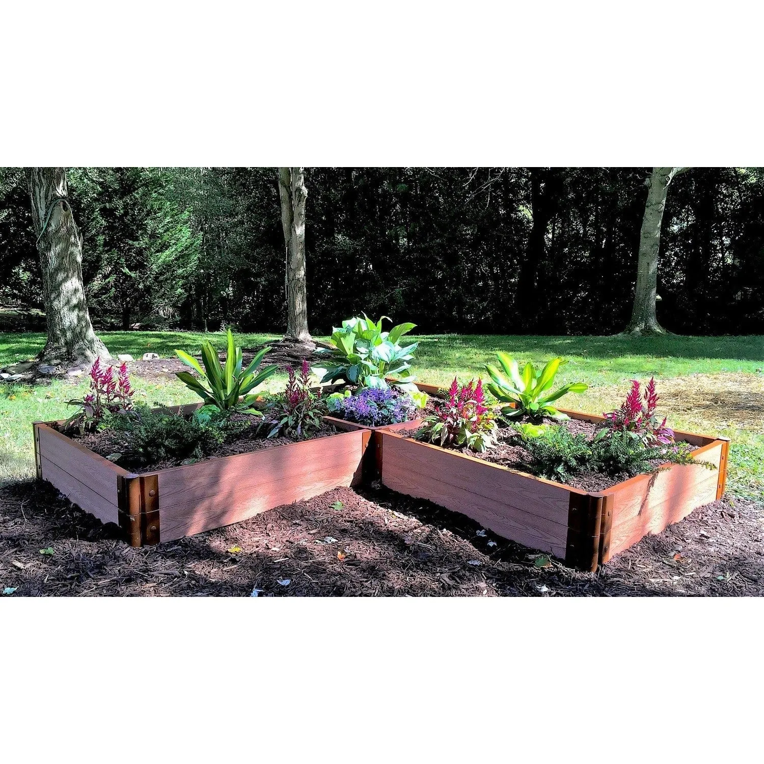 Frame It All | Tool-Free Arrowhead Straight Corner Raised Garden Bed 8' X 8' X 11" - Classic Sienna