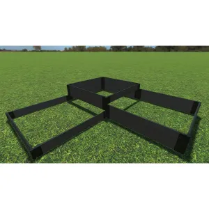 Frame It All | Tool-Free Fort Knox Straight Corner Raised Garden Bed (Tri-Level) 8' X 8' X 16.5" - Weathered Wood - 1" Profile