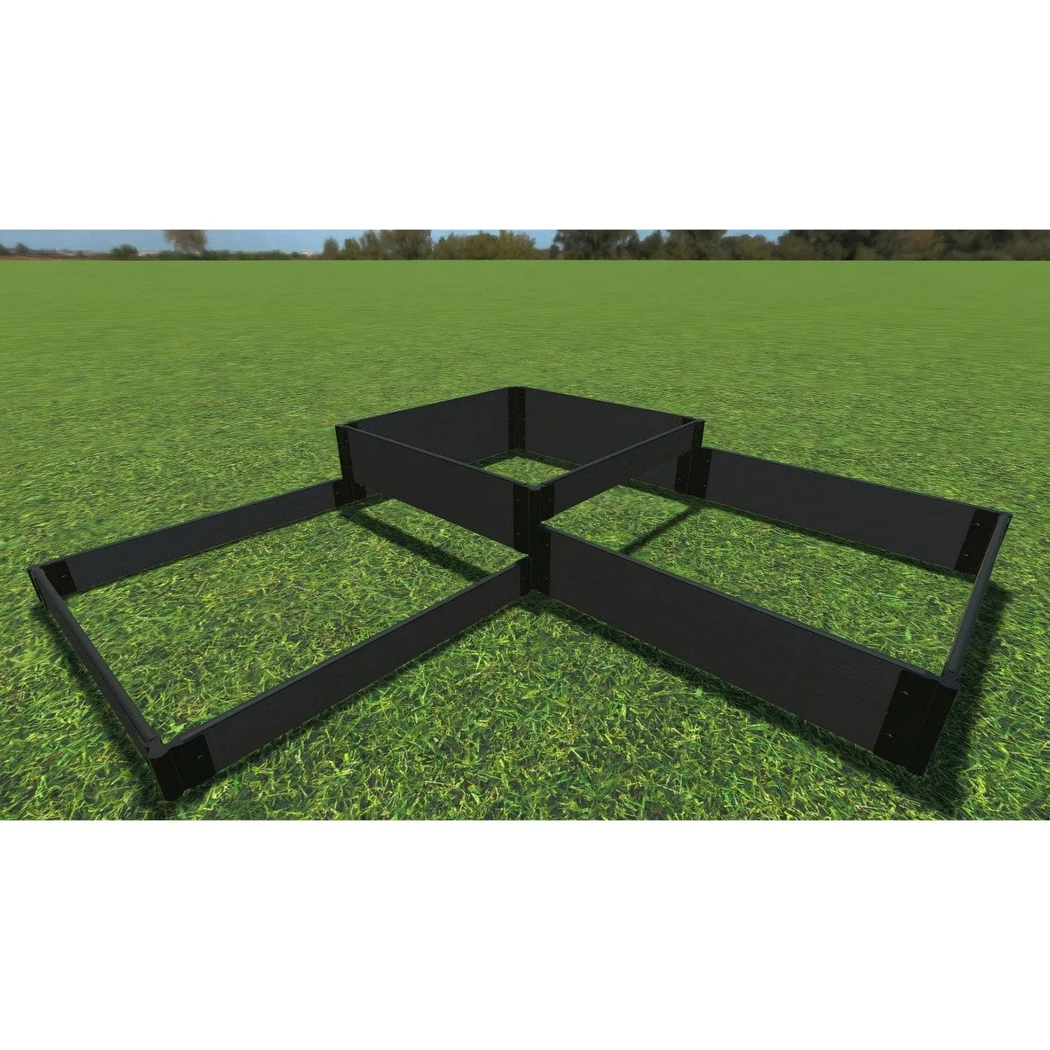 Frame It All | Tool-Free Fort Knox Straight Corner Raised Garden Bed (Tri-Level) 8' X 8' X 16.5" - Weathered Wood - 1" Profile