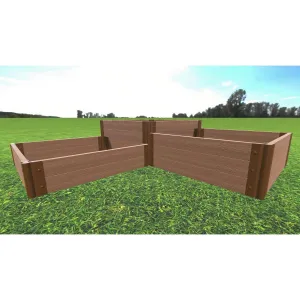 Frame It All | Tool-Free Fort Knox Straight Corner Raised Garden Bed (Tri-Level) 8' X 8' X 22" - Classic Sienna