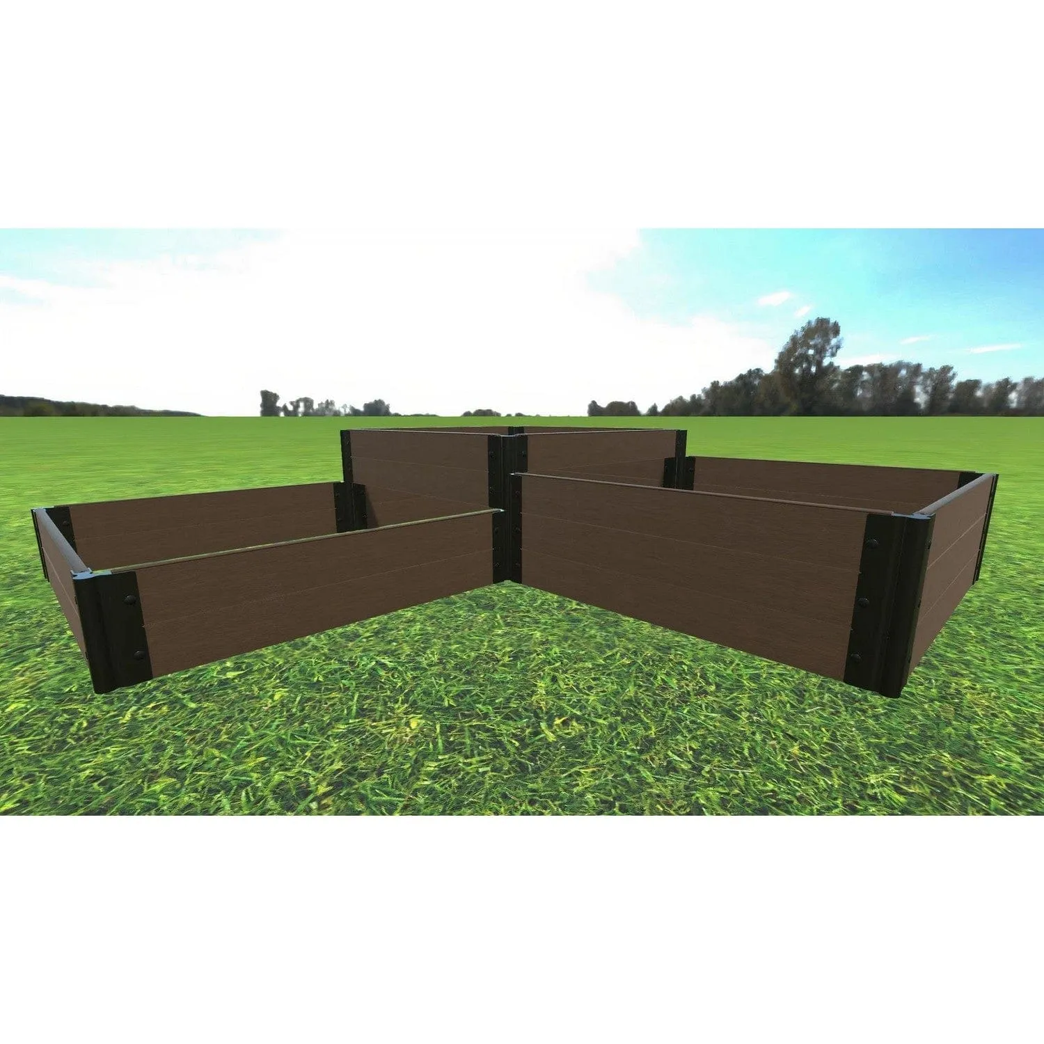Frame It All | Tool-Free Fort Knox Straight Corner Raised Garden Bed (Tri-Level) 8' X 8' X 22" - Uptown Brown- 1" Profile