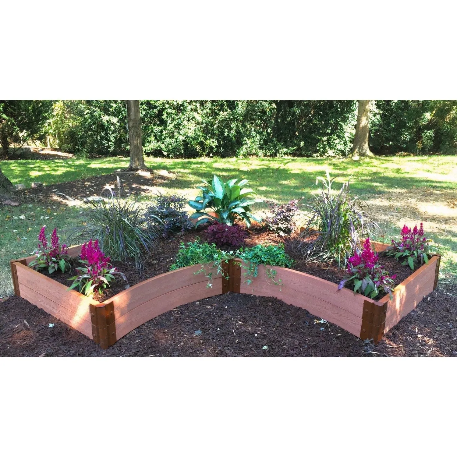 Frame It All | Tool-Free Grand Concourse Interior Curved Corner Raised Garden Bed 8' X 8' X 5.5" - Uptown Brown - 1" Profile
