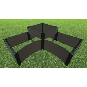 Frame It All | Tool-Free Teardrop Curved Corner Raised Garden Bed (2-Tier) 8' X 8' X 22" - Weathered Wood - 1" Profile