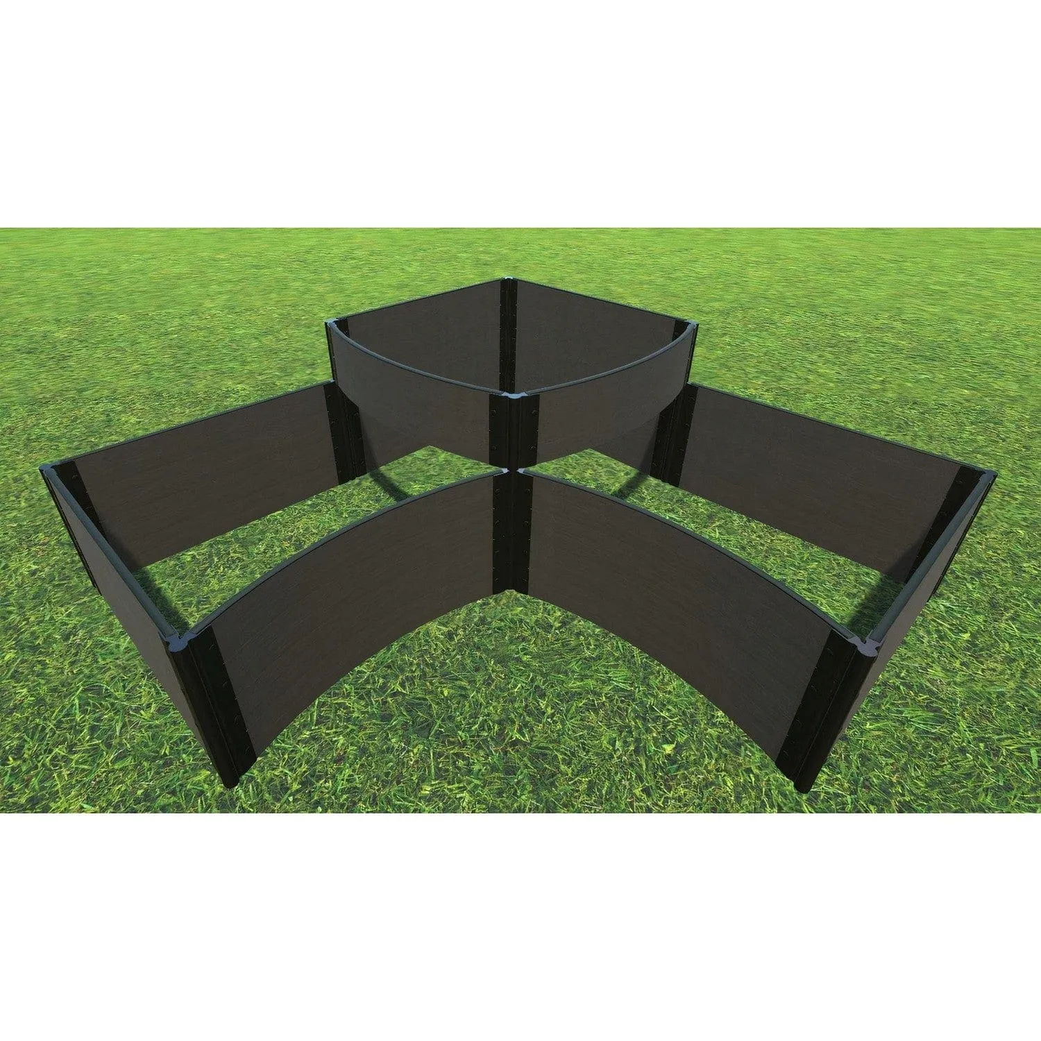 Frame It All | Tool-Free Teardrop Curved Corner Raised Garden Bed (2-Tier) 8' X 8' X 22" - Weathered Wood - 1" Profile