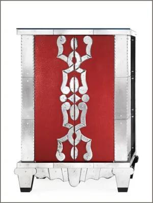 Luxurious French Art Deco Bar with Rich Red Leather Finish
