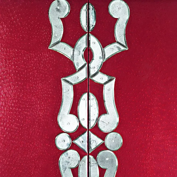 Luxurious French Art Deco Bar with Rich Red Leather Finish