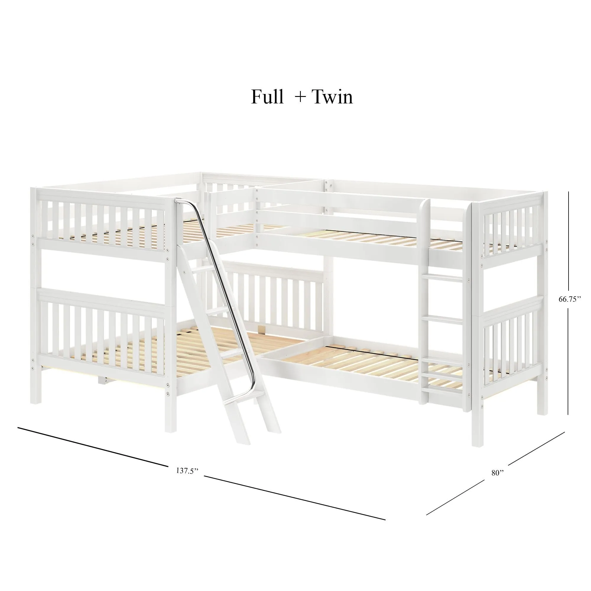 Full   Twin Medium Corner Bunk with Ladders