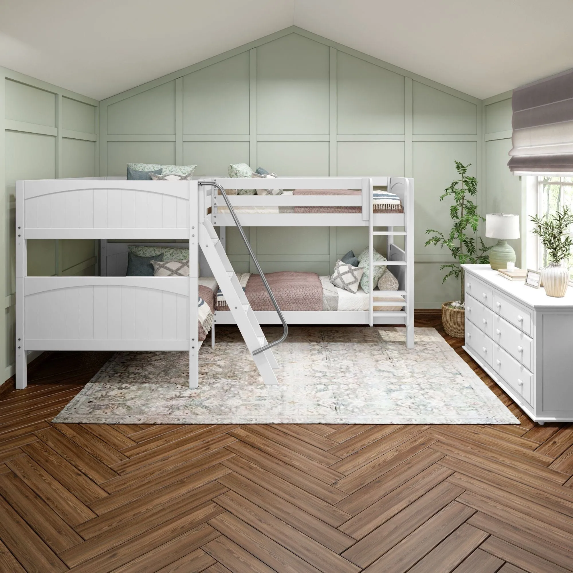 Full   Twin Medium Corner Bunk with Ladders