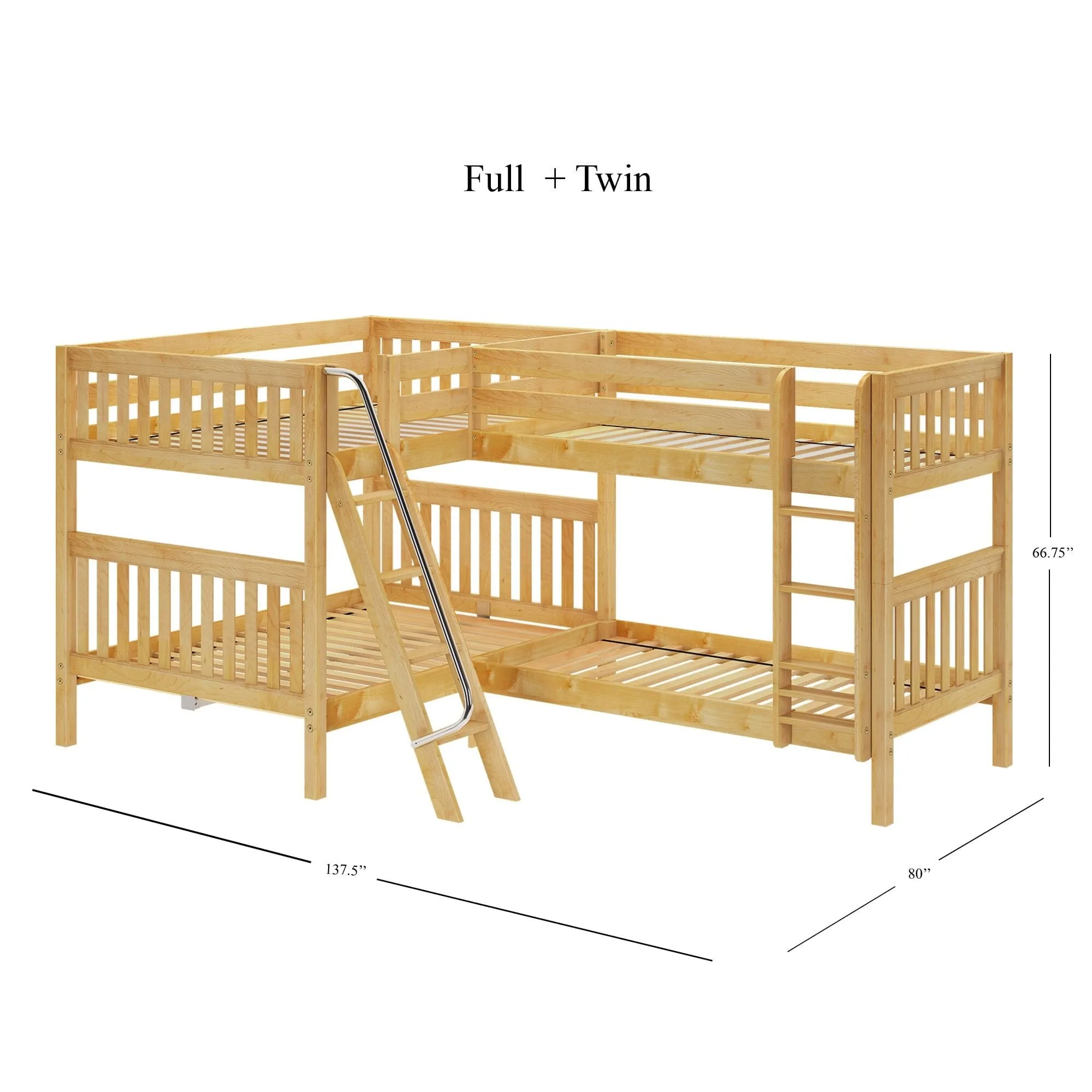 Full   Twin Medium Corner Bunk with Ladders