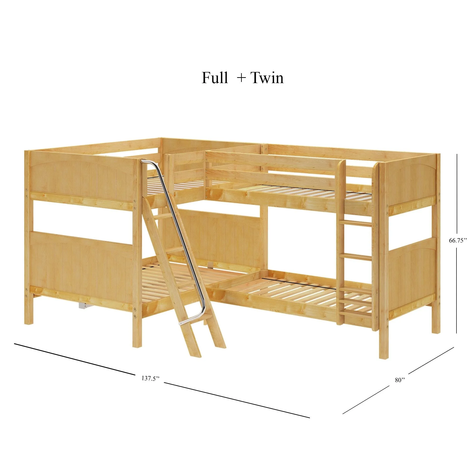 Full   Twin Medium Corner Bunk with Ladders