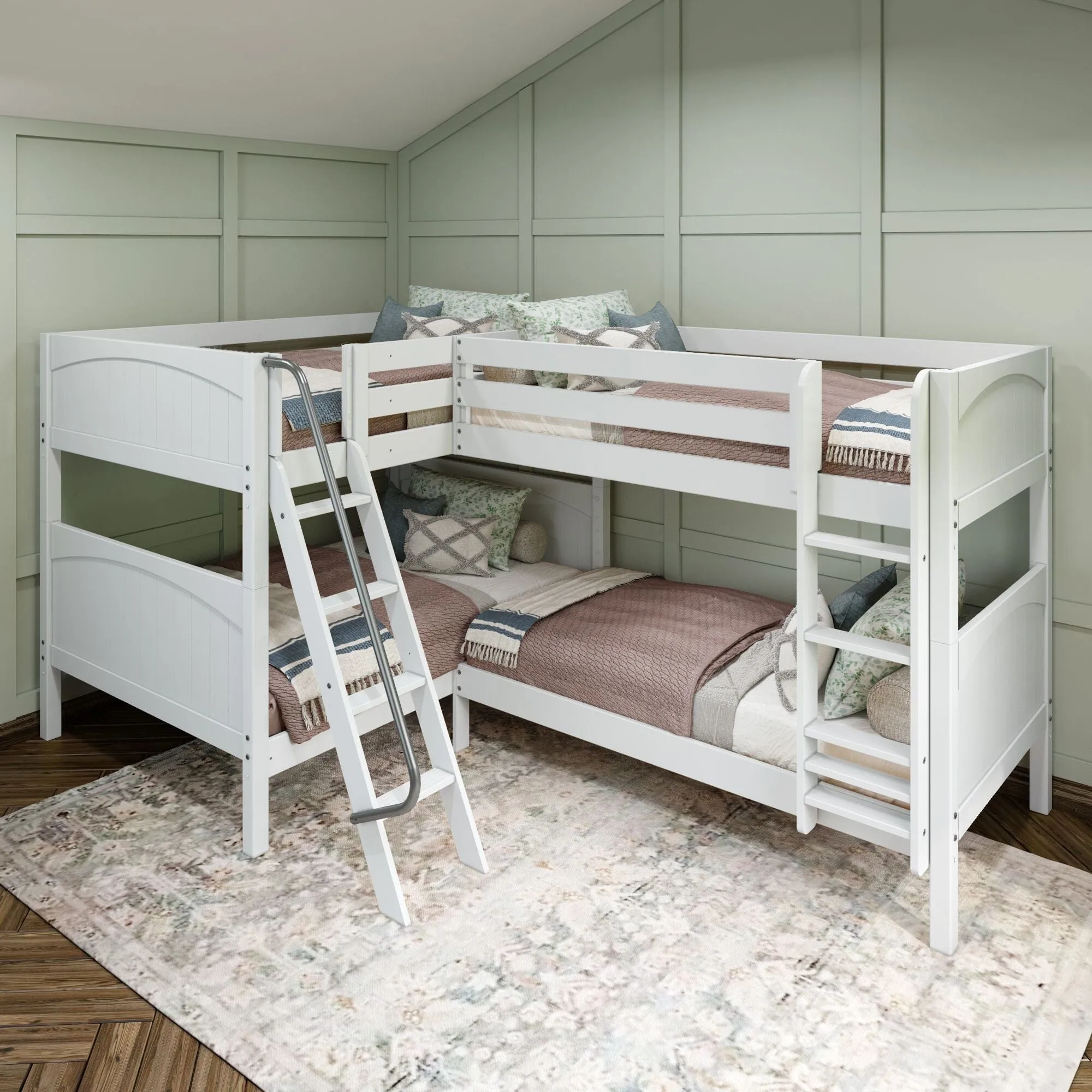 Full   Twin Medium Corner Bunk with Ladders