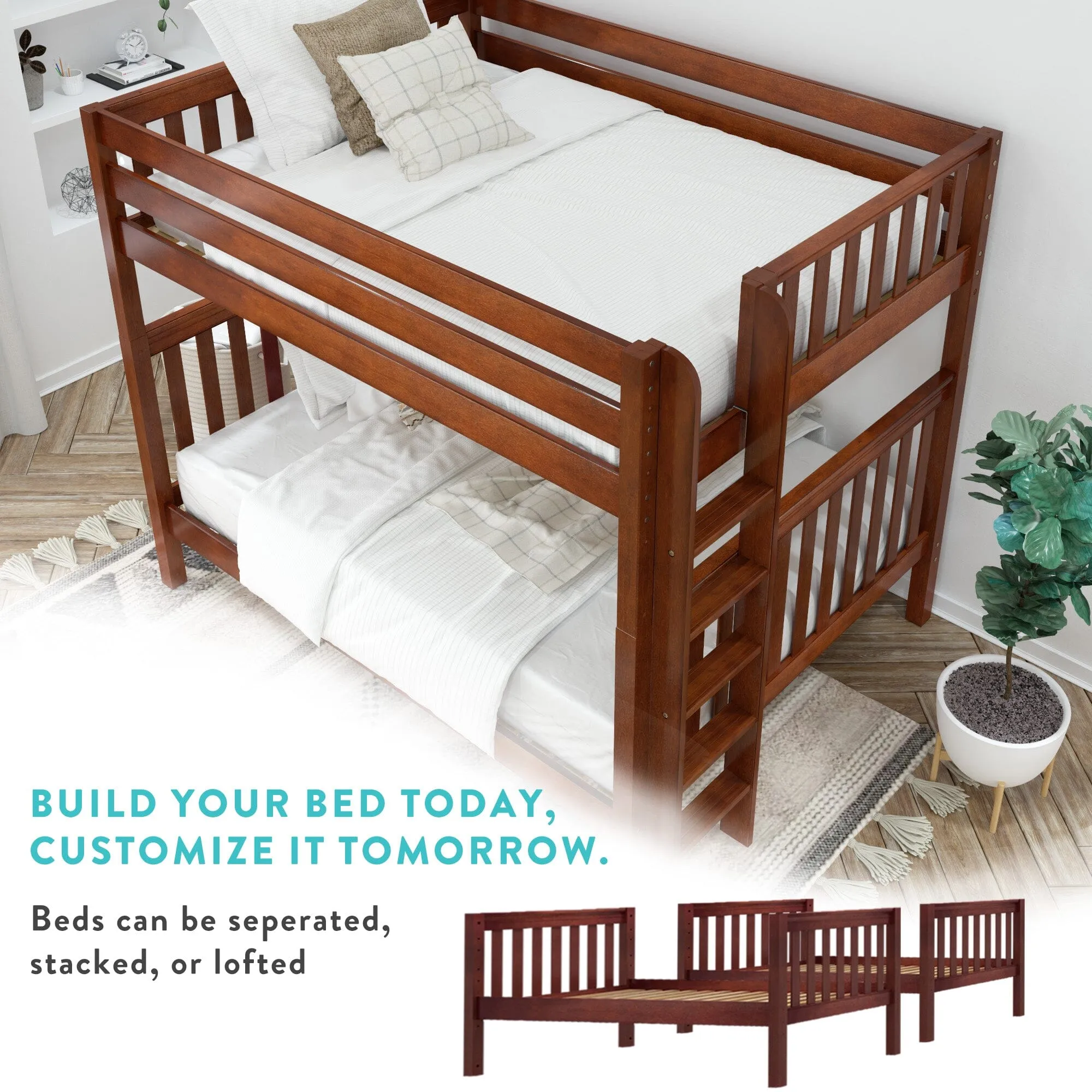 Full   Twin Medium Corner Bunk with Ladders