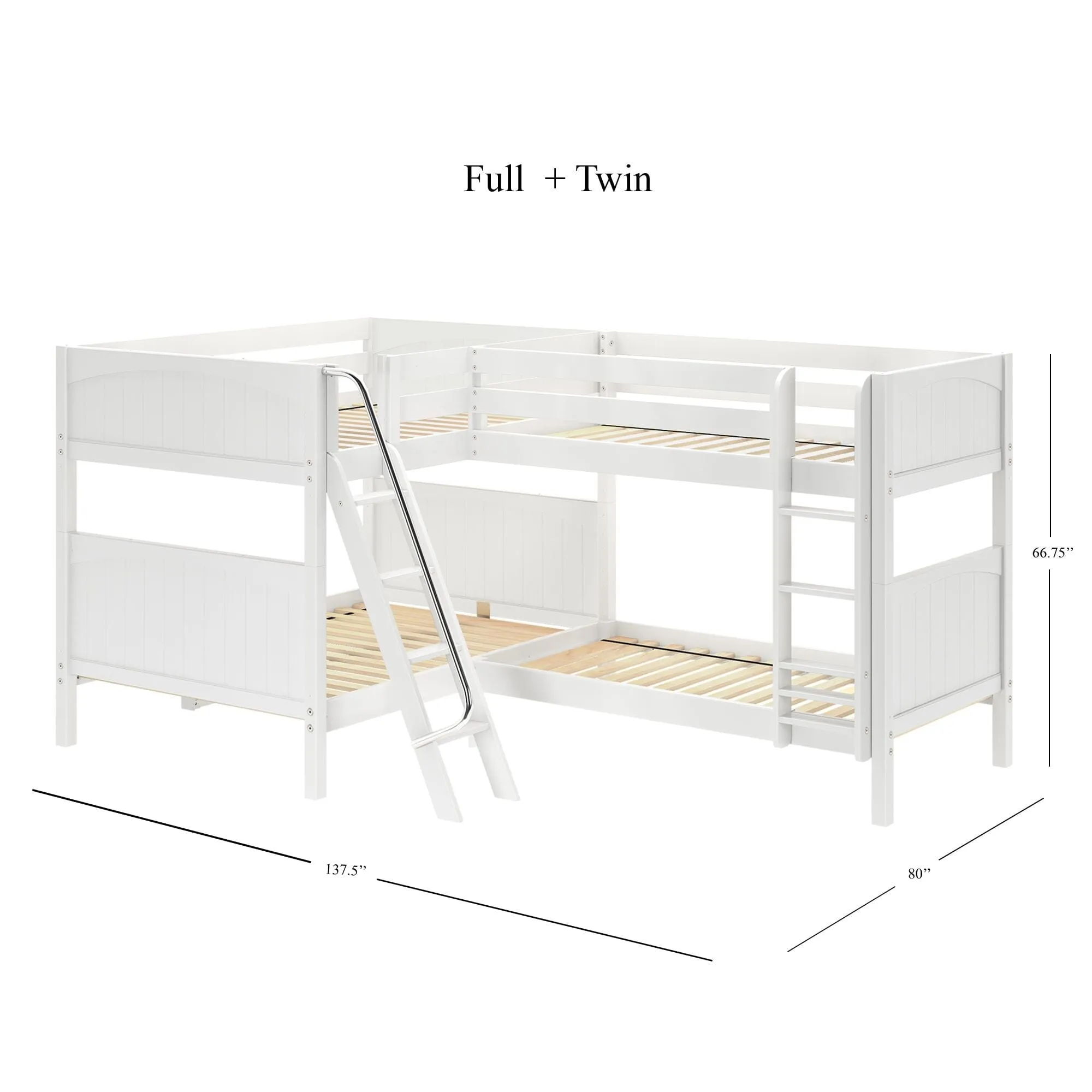 Full   Twin Medium Corner Bunk with Ladders