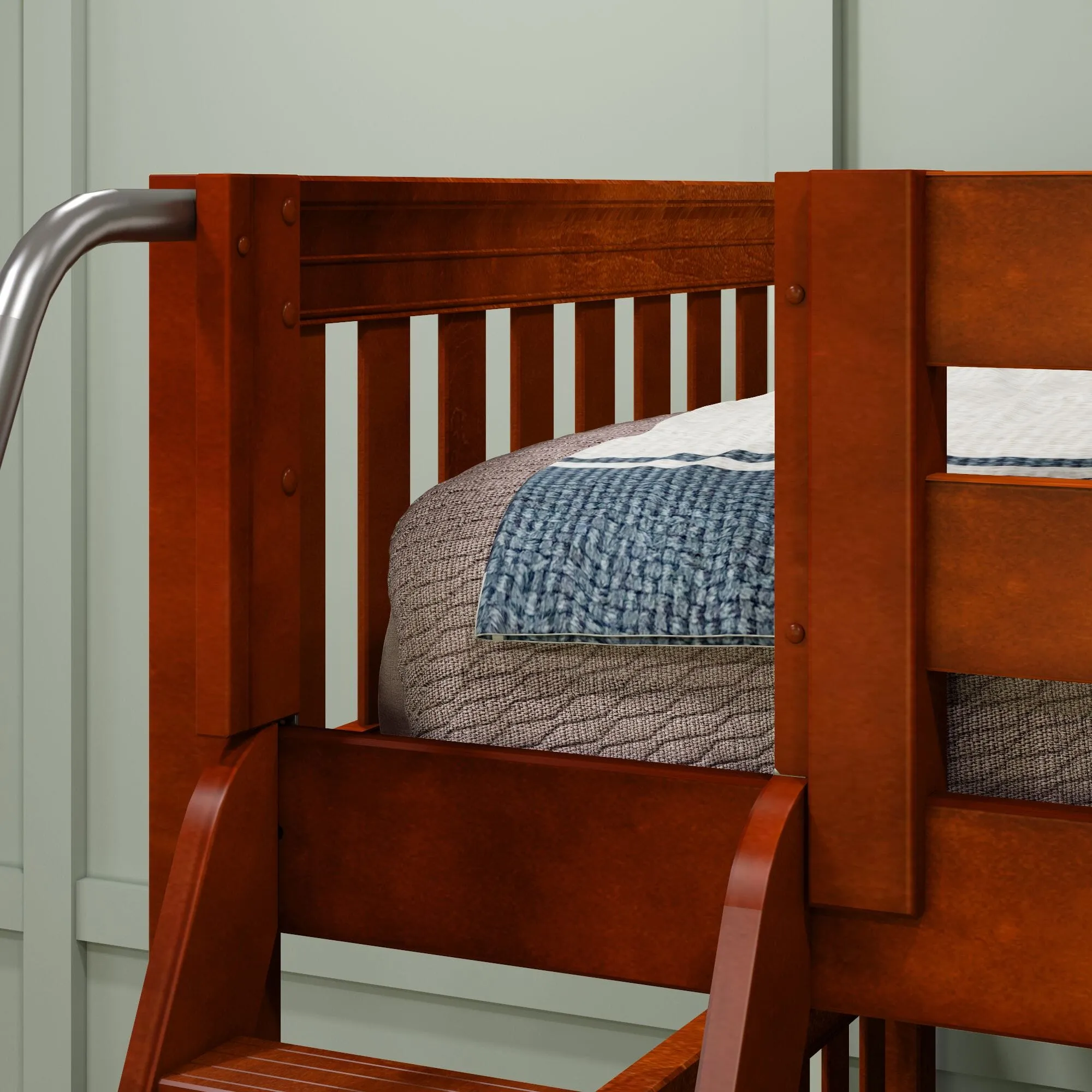 Full   Twin Medium Corner Bunk with Ladders
