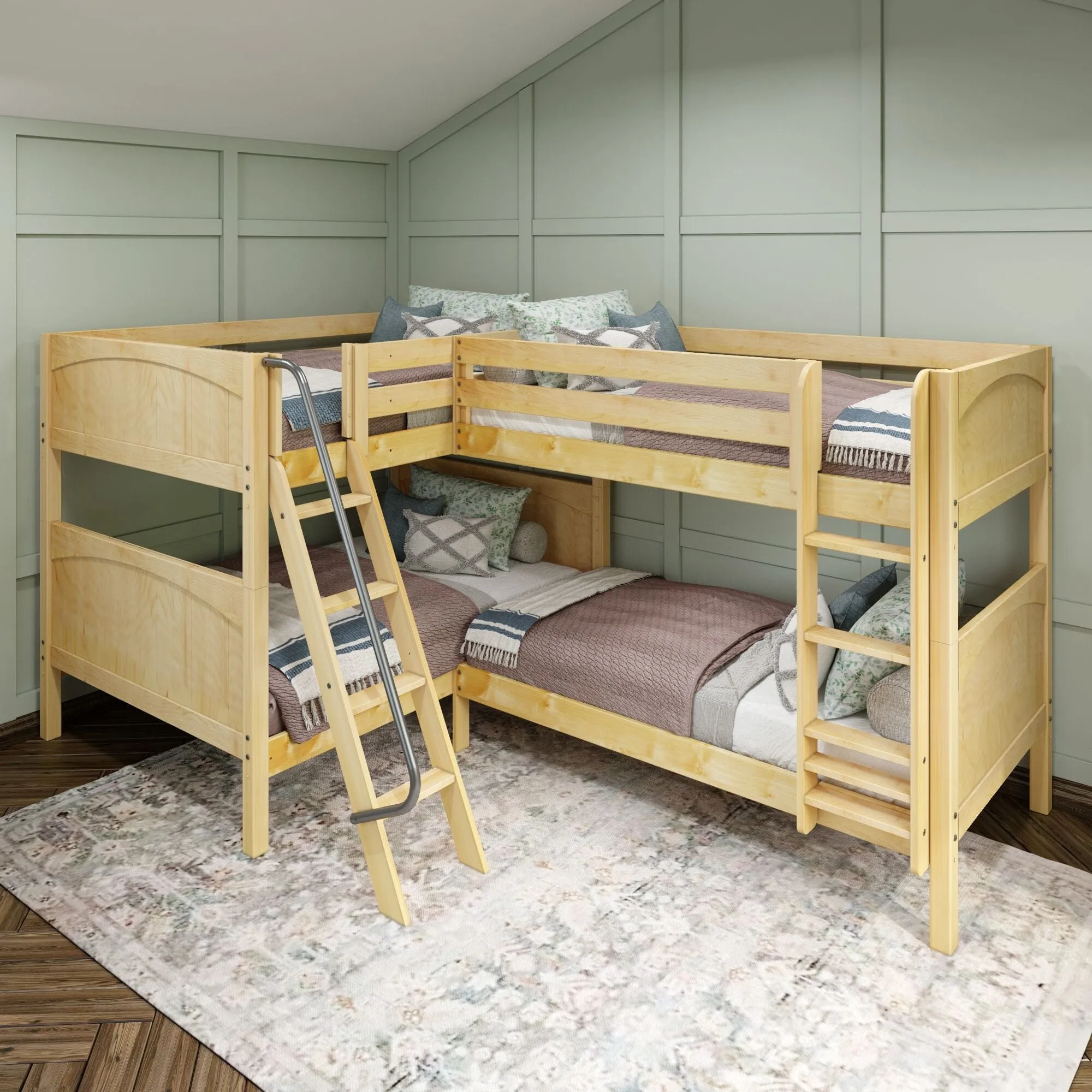 Full   Twin Medium Corner Bunk with Ladders
