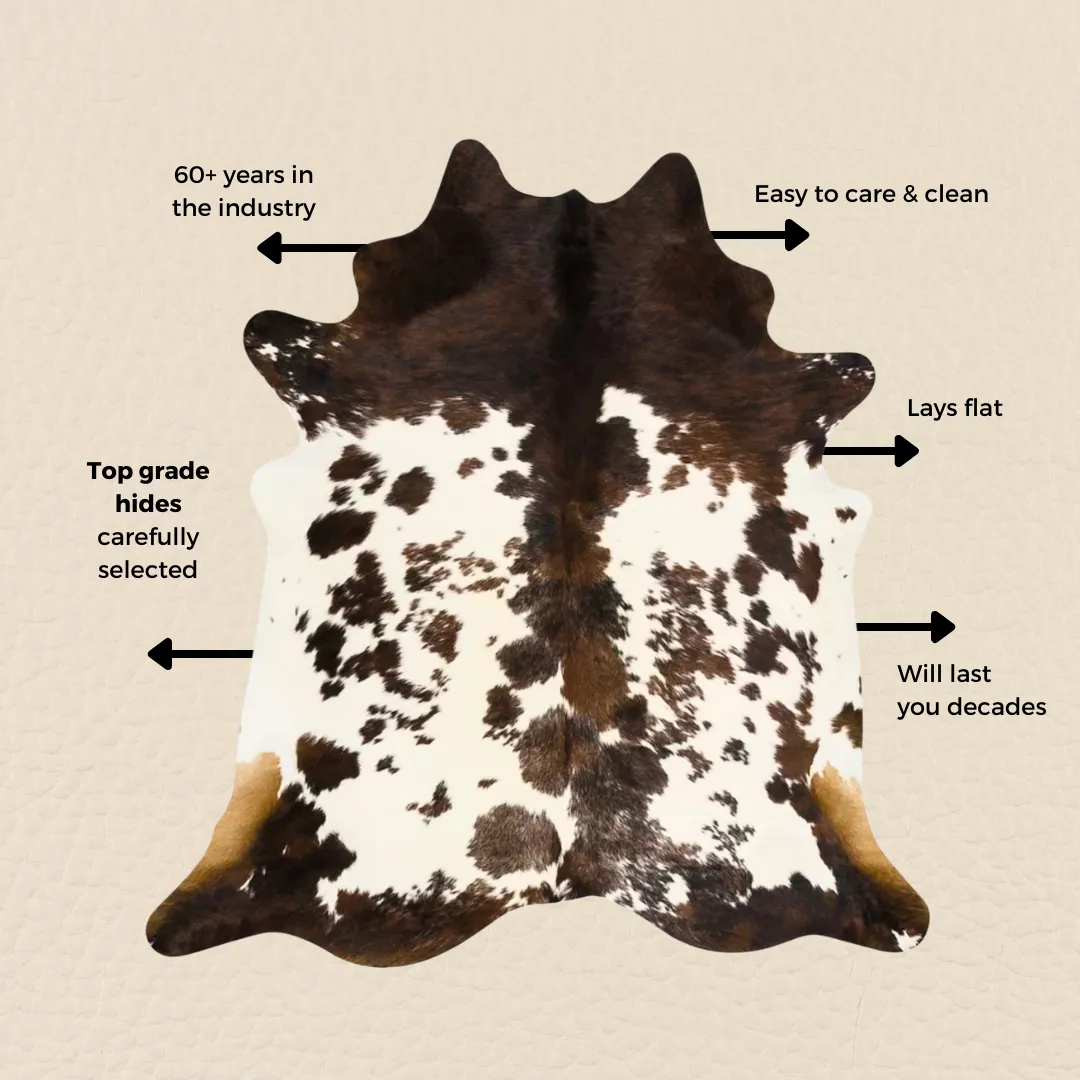 Genuine Exotic Tricolor Cowhide Rugs