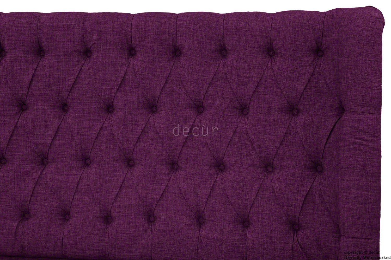 Hollyrood Linen Upholstered Winged Ottoman Bed - Plum