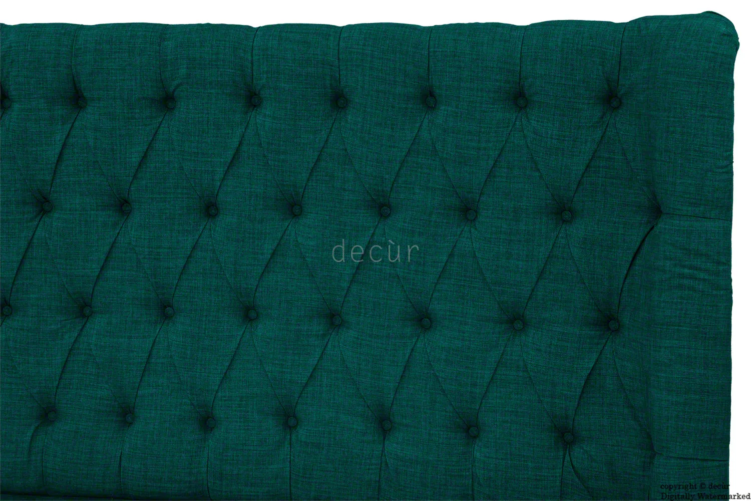 Hollyrood Linen Upholstered Winged Ottoman Bed - Teal