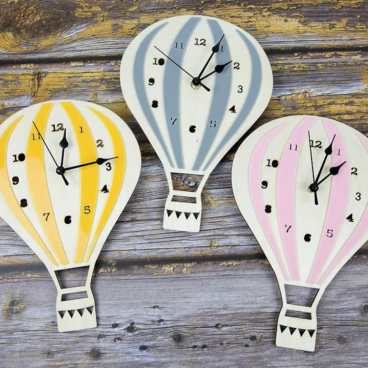 Hot Air Balloon Wooden Wall Clock