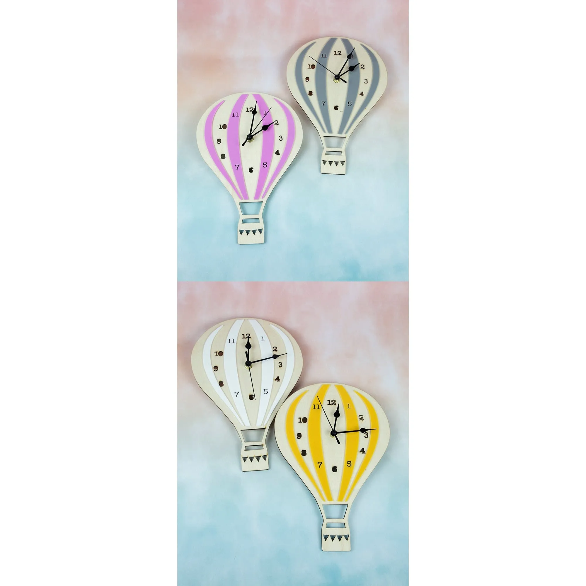 Hot Air Balloon Wooden Wall Clock