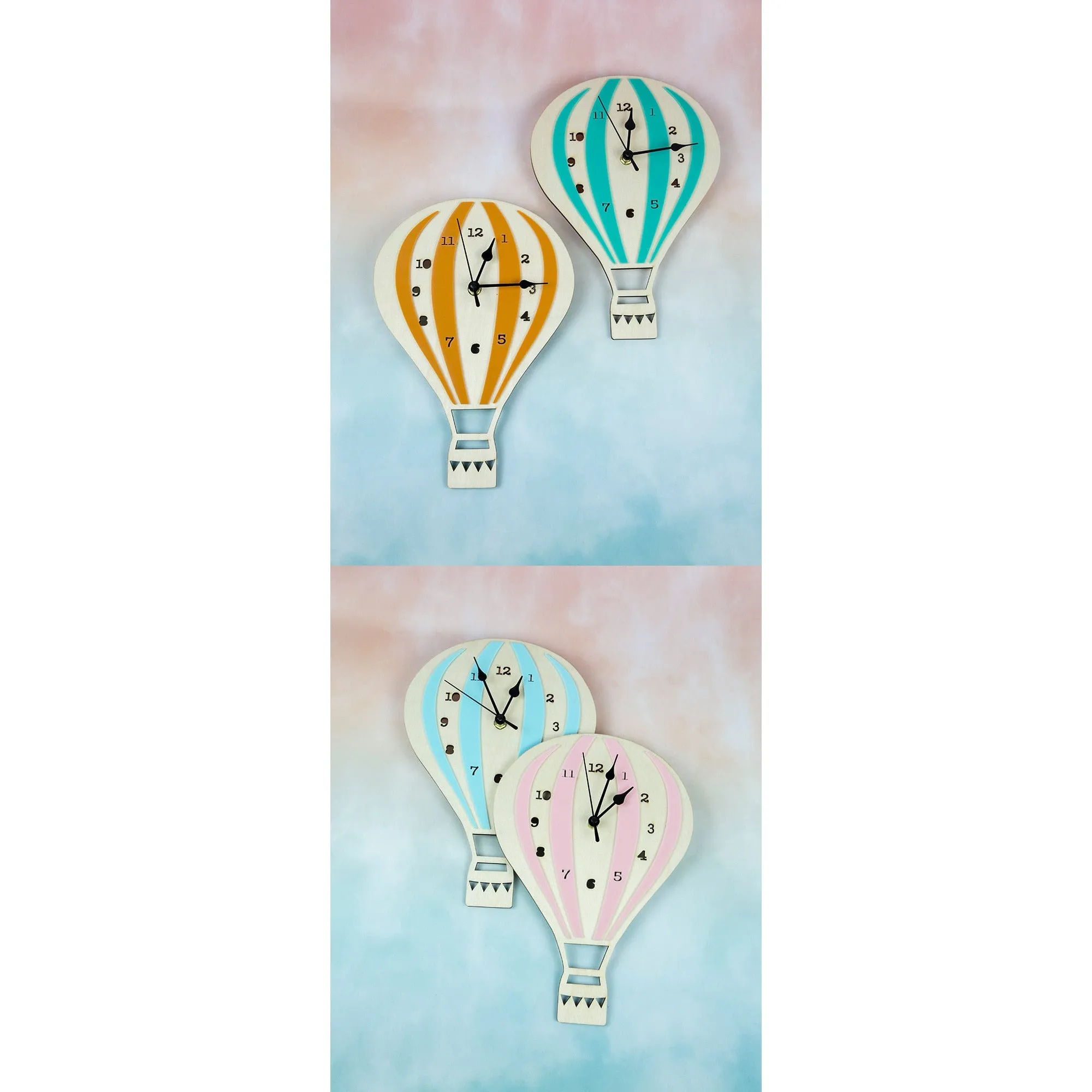 Hot Air Balloon Wooden Wall Clock