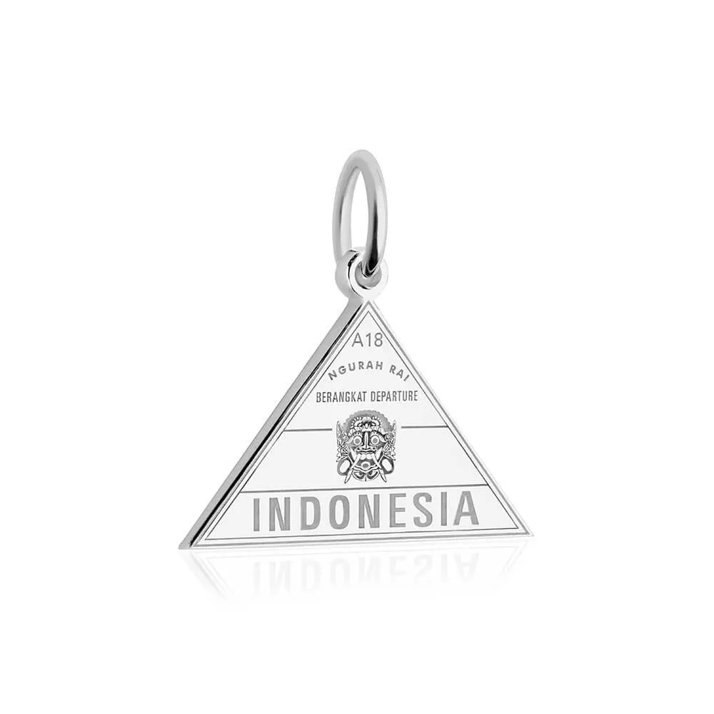 Indonesia Passport Stamp Charm Silver