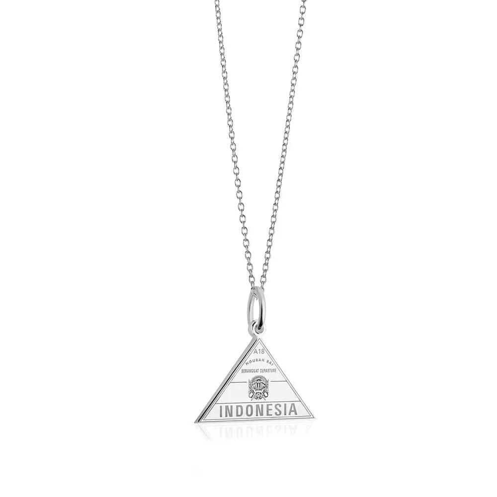Indonesia Passport Stamp Charm Silver