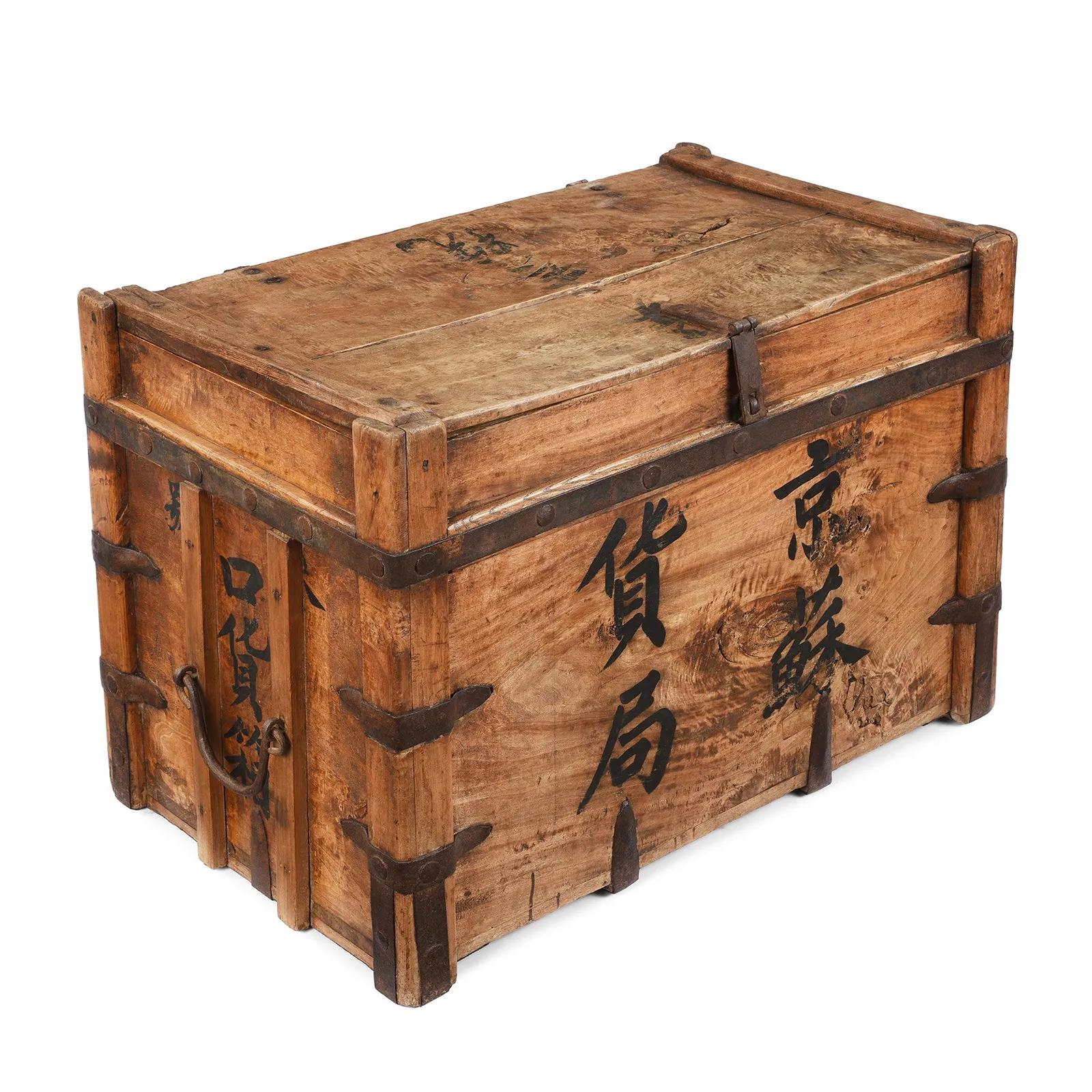 Iron Bound Chinese Shop Chest - 19th Century