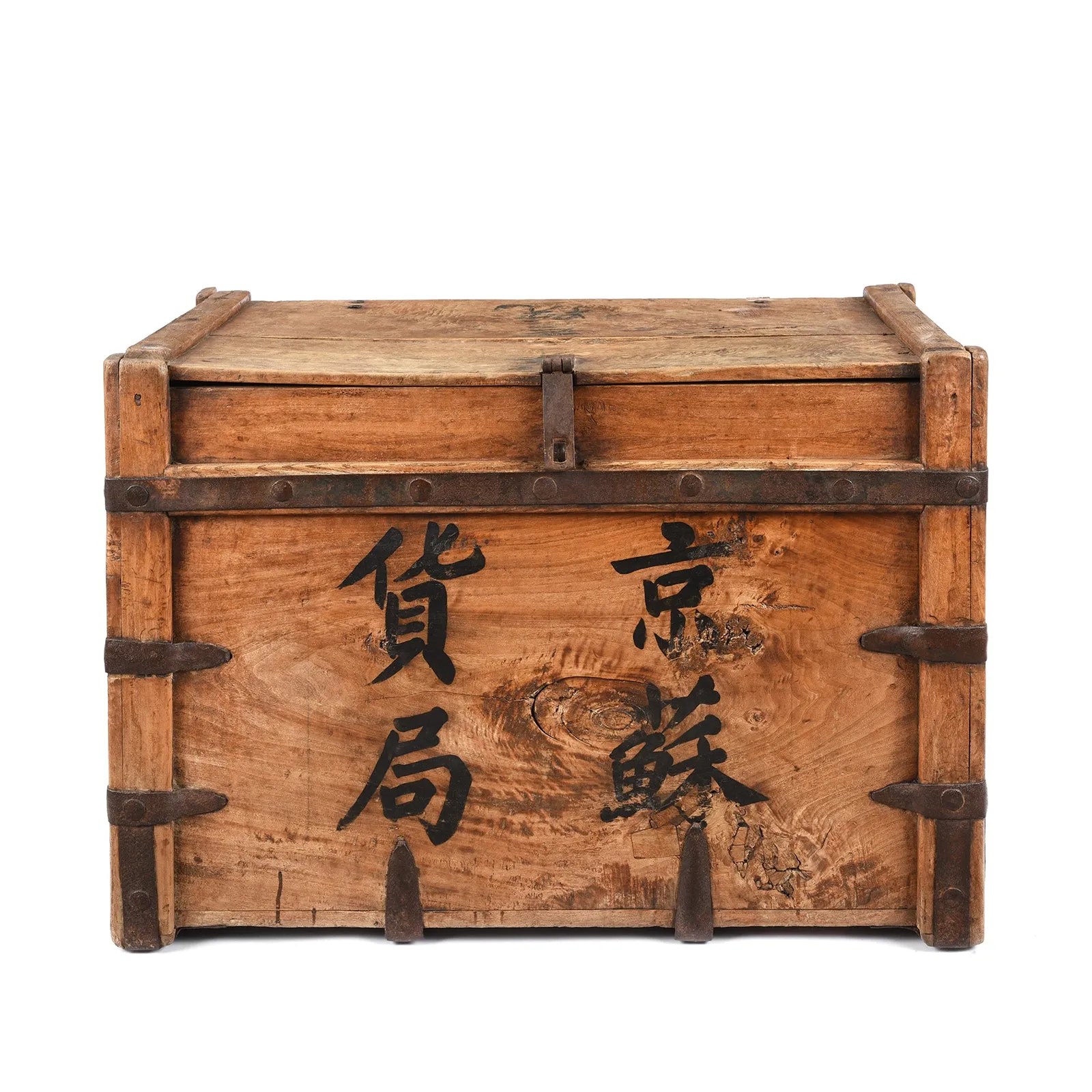Iron Bound Chinese Shop Chest - 19th Century