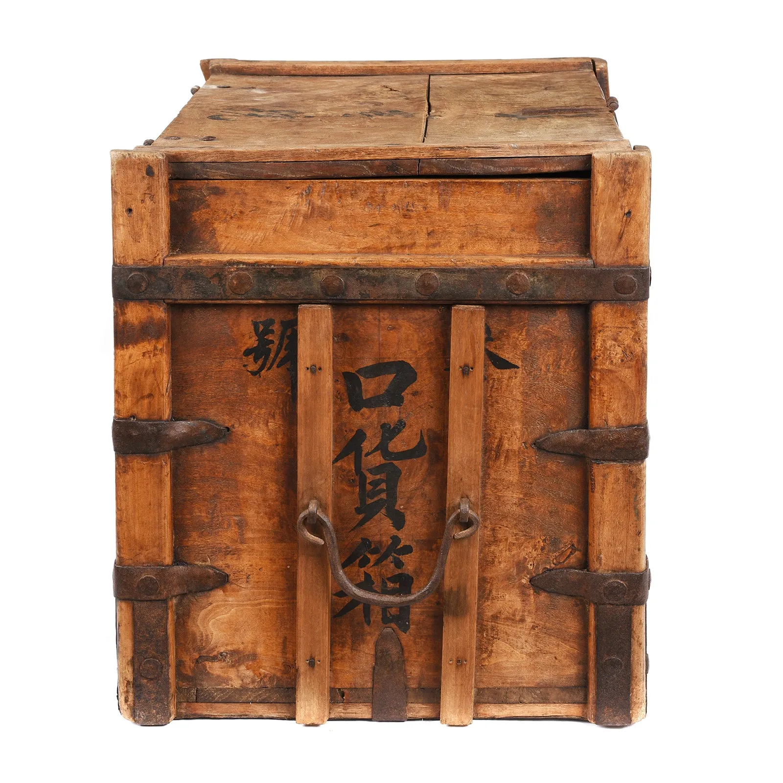 Iron Bound Chinese Shop Chest - 19th Century