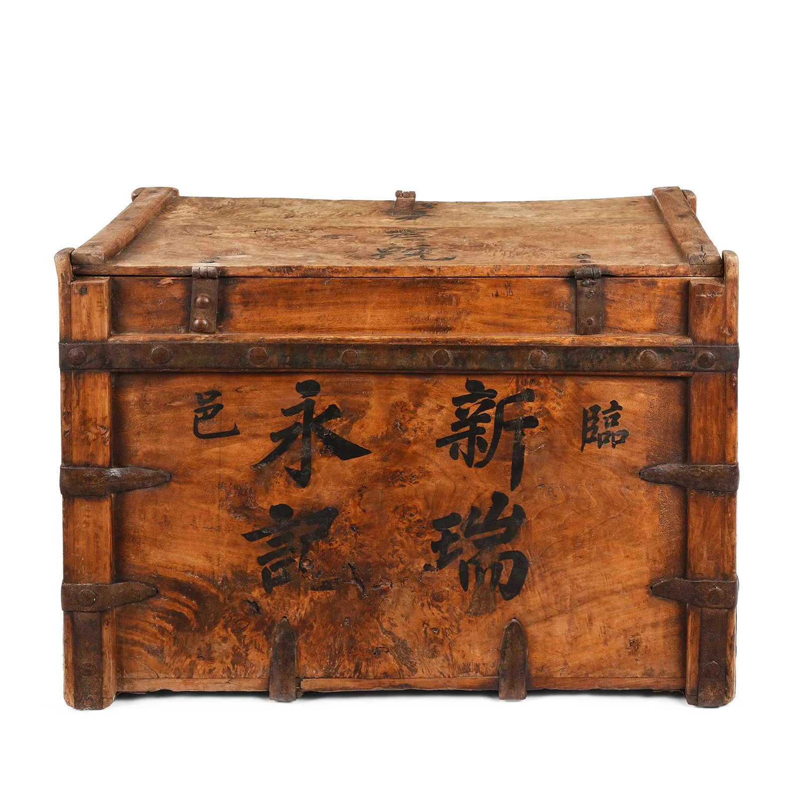 Iron Bound Chinese Shop Chest - 19th Century