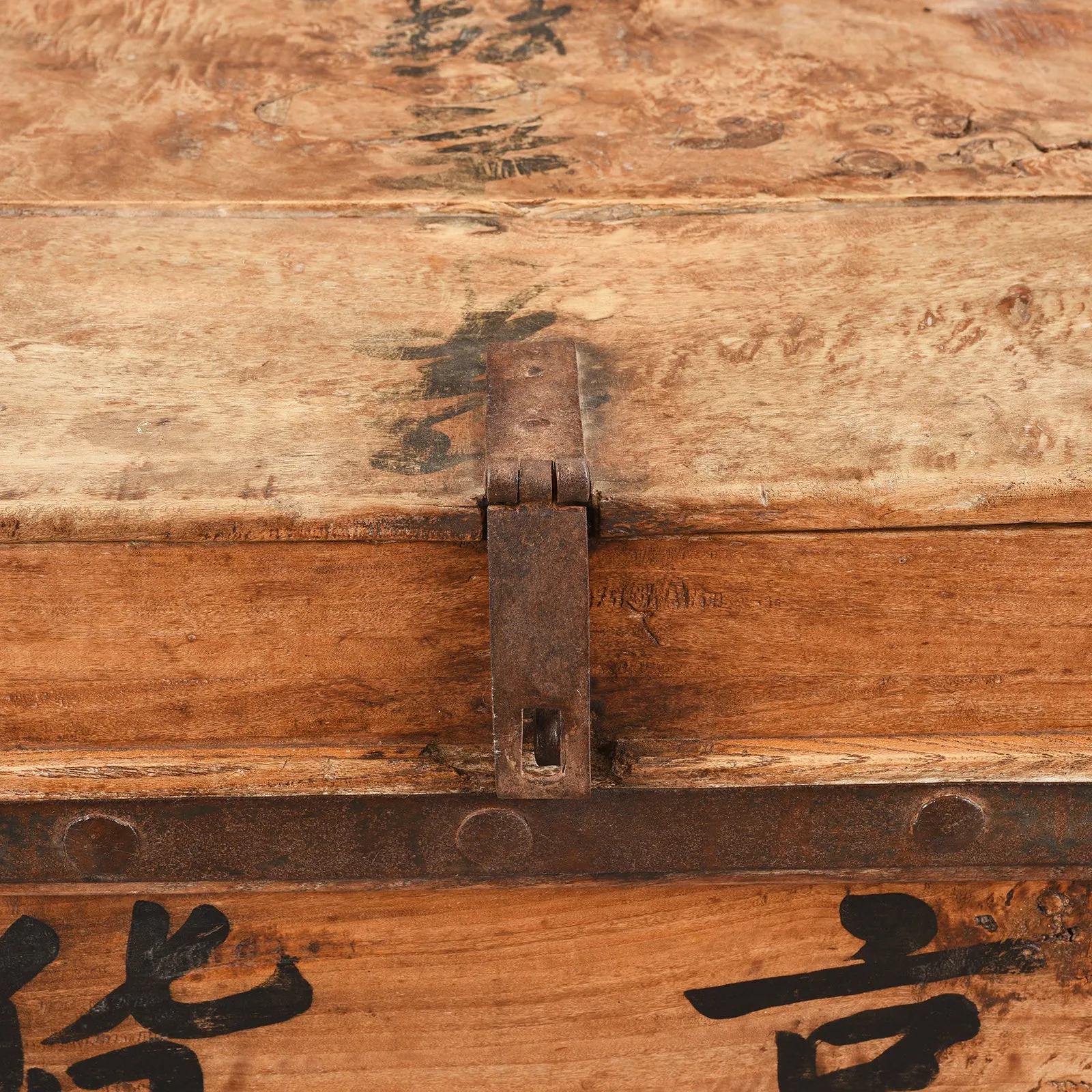Iron Bound Chinese Shop Chest - 19th Century