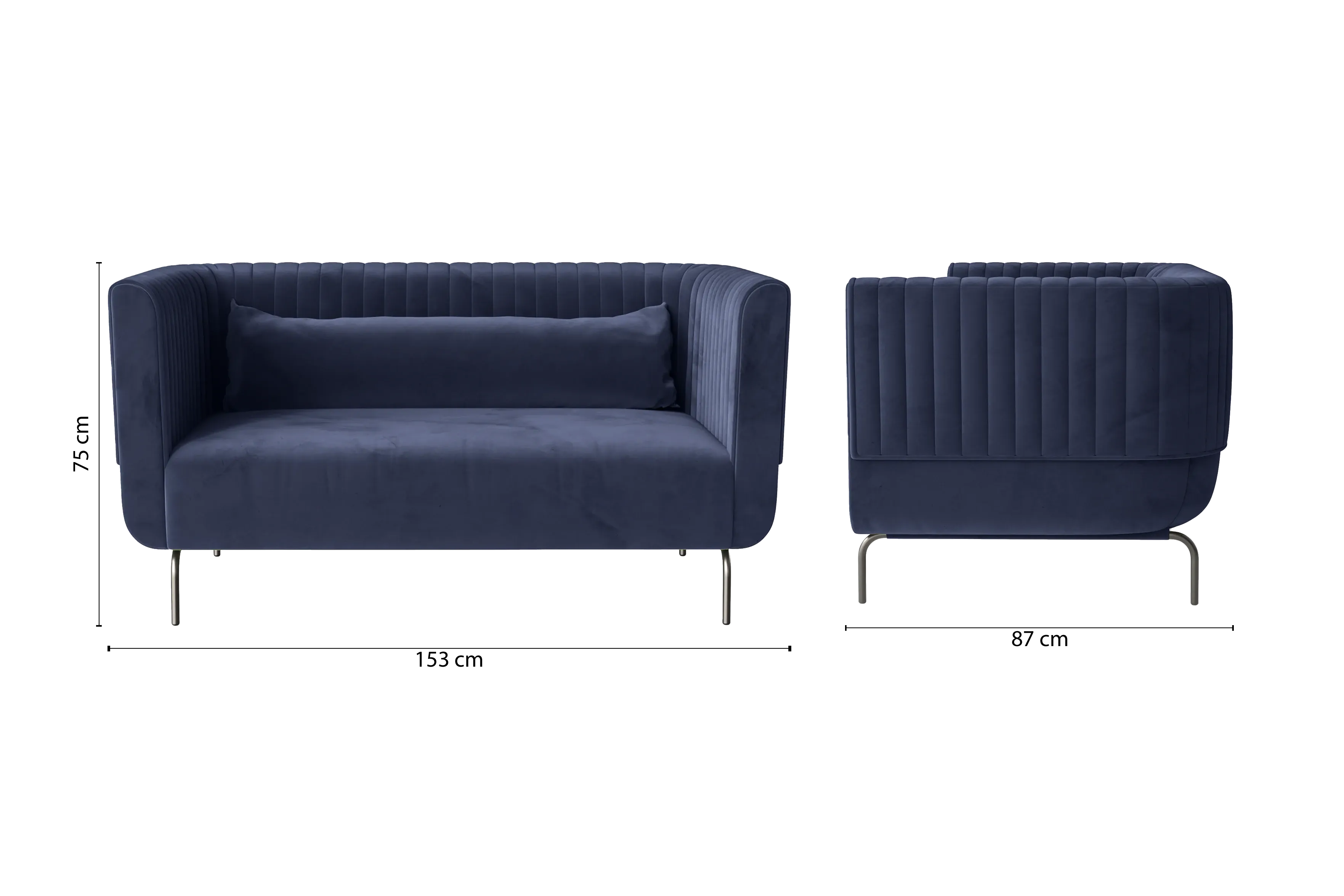 Jackson 2 Seater Sofa Dark Blue Velvet