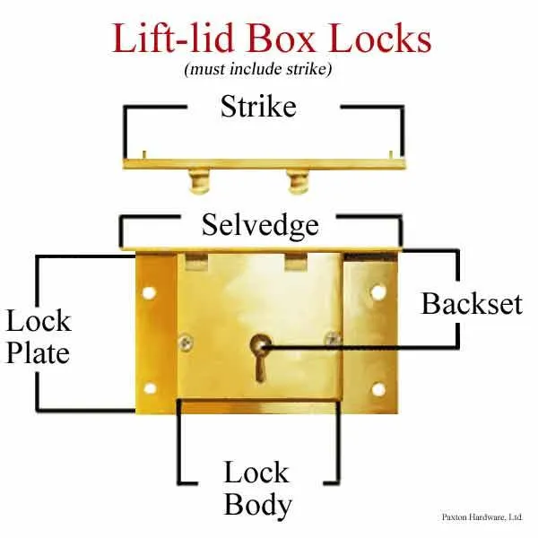 Japanned Iron Lift Lid Locks for Large Boxes-Chests