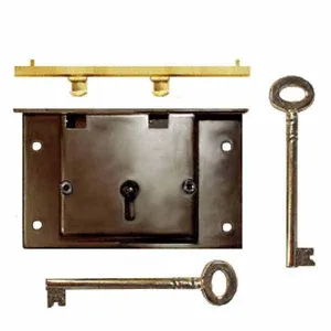 Japanned Iron Lift Lid Locks for Large Boxes-Chests