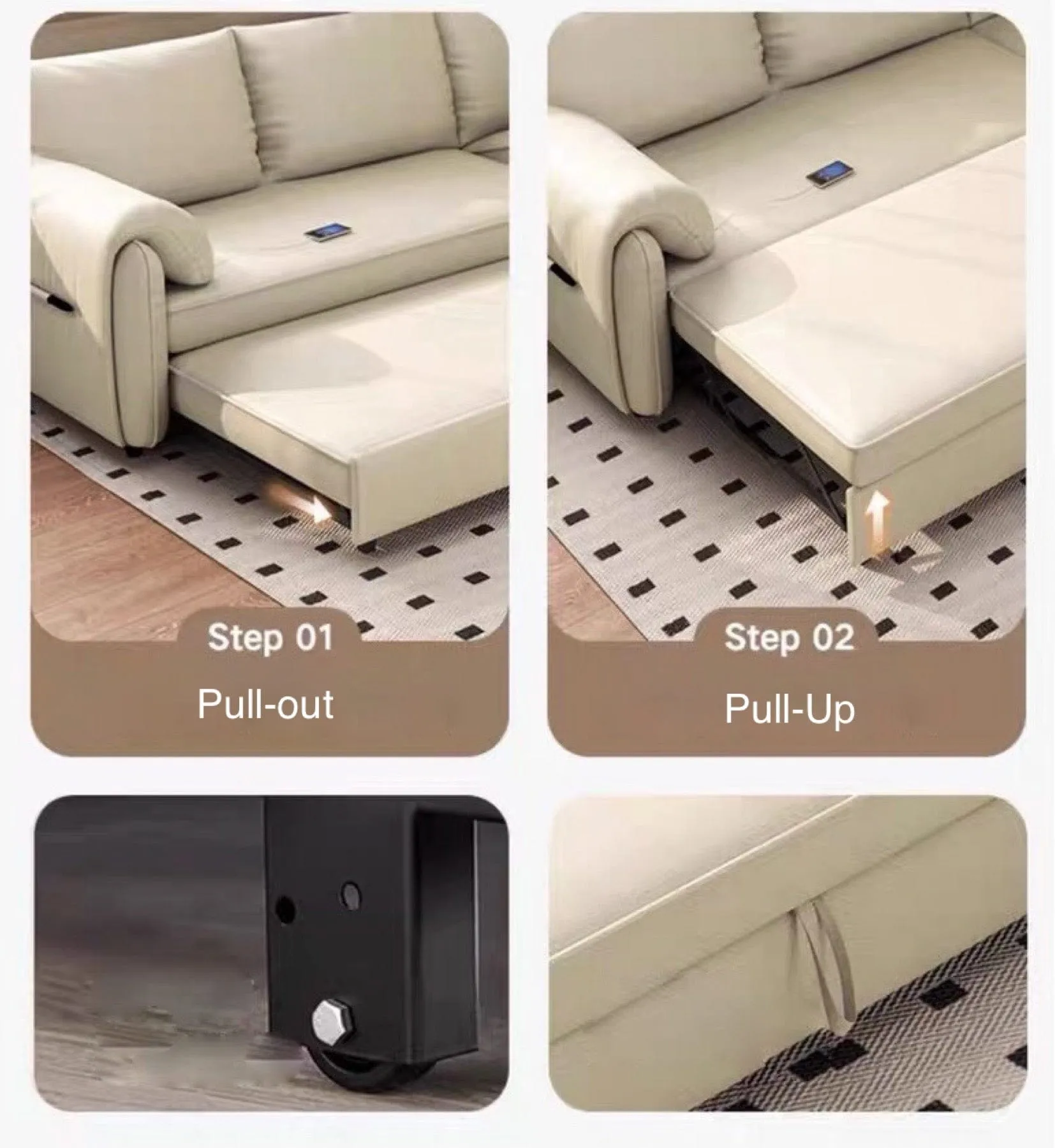 Kayden Scratch Resistant Leather Storage Sofa Bed