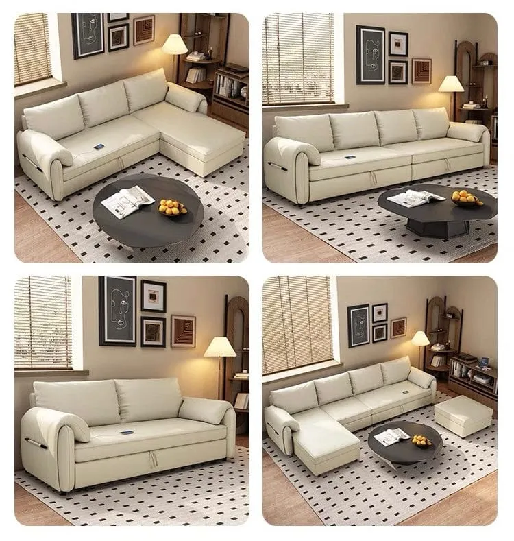 Kayden Scratch Resistant Leather Storage Sofa Bed