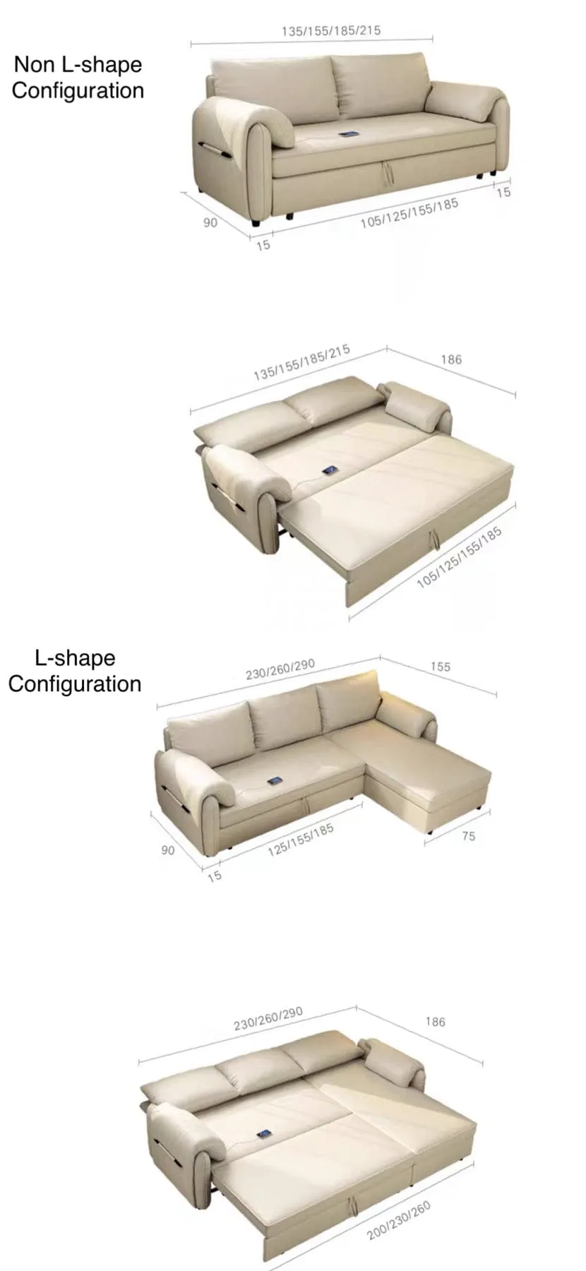 Kayden Scratch Resistant Leather Storage Sofa Bed