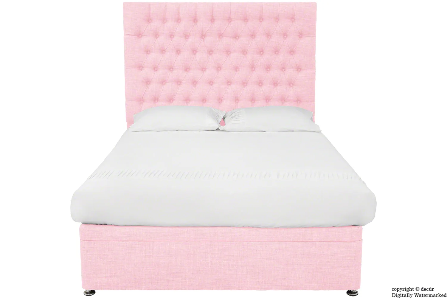 Kensington Linen Upholstered Ottoman Bed - Pink
