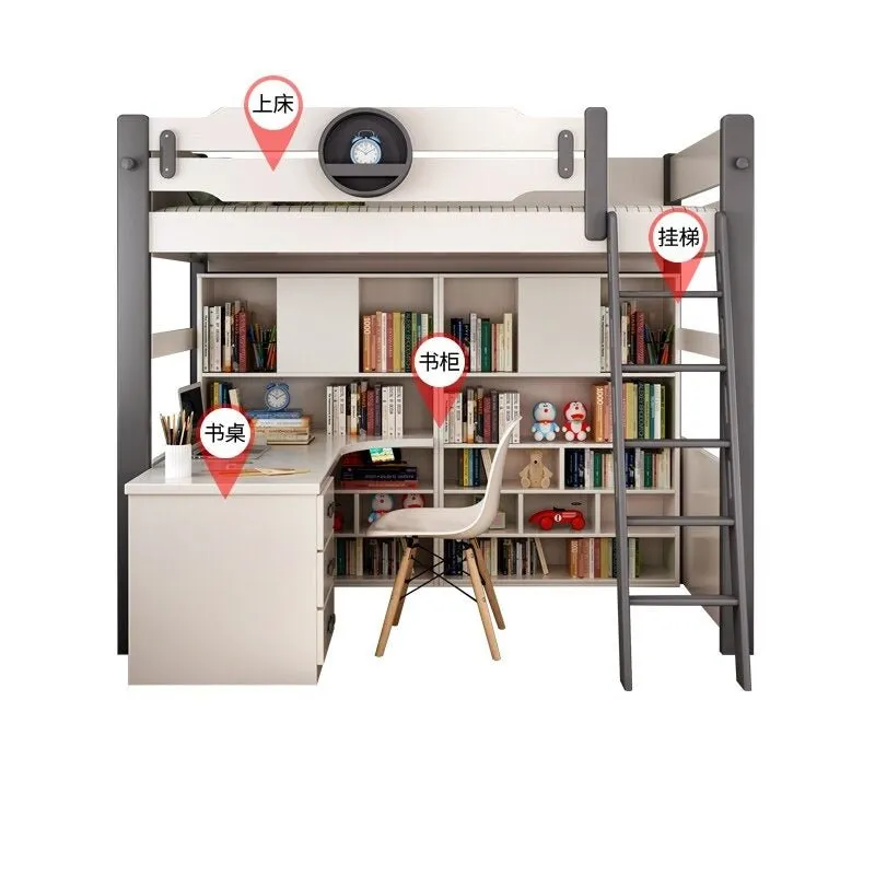 Kids Bunk Bedroom Furniture with Under Bed Desk